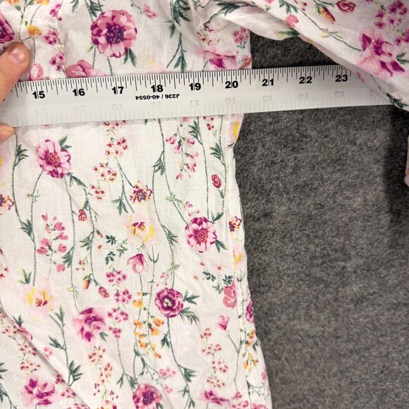 Eden & Olivia Blouse Women XL White Floral V-Neck Long Sleeve Pockets Button - Picture 5 of 7